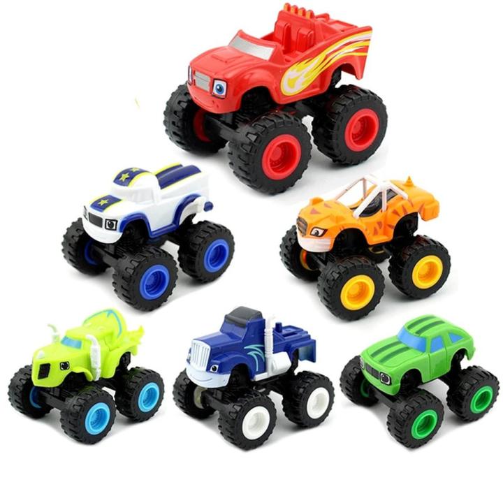 6Pcs A Set Children Cartoon Machines Blaze Model Vehicles Vehicles Toys Monster Truck Racer Figure Kids Game Cars Birthday Gift