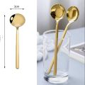 Steel Long handle Pickle/Achar Spoon Round (26cm) / 1 pc Golden. 