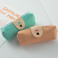 Korean style simple beard snap pencil case PU large capacity student stationery bag pencil. 
