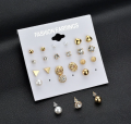 12 Pairs Stud Earring Set Trendy Square Ball Heart Small Earrings Women Christmas Earring. 