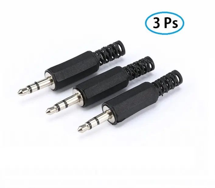 Audio Jack 3.5mm 3 Poles Stereo Male Plug Solder Connector 3 Ps