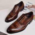 【selevn roind】 Men casual shoes Brock Oxford retro crocodile leather men formal spring and autumn 2022 new 's for.
