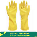 Rubber Safety Hand Gloves Yellow Latex Use for Kitchen, Resist Oil, Acids, Chemical, Gardening. pack of 1 pair.. 