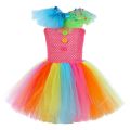 Rainbow Circus Clown Costumes for Girls Kids Carnival Halloween Fancy Tutu Dress Funny Magic Joker Cosplay Outfit Child Clothes. 