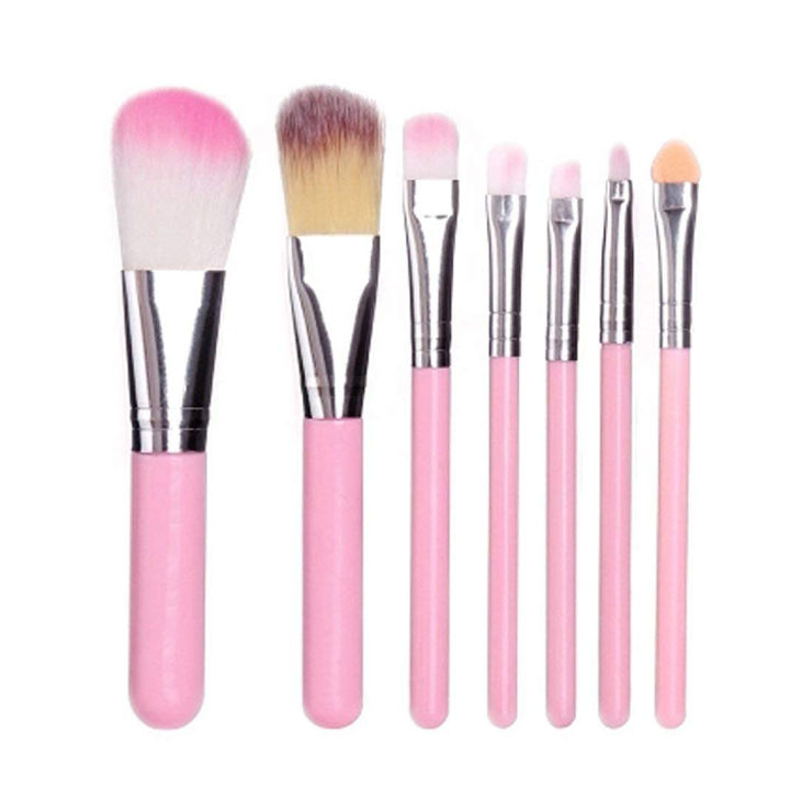 Hello Kitty Makeup Fever Mini Brush Set (Pink) 7Pcs - Makeup Combo Set - Makeup Combo Set