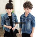 Non stretch winter denim jacket for boys girls. 