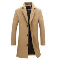 Fashion Winter Men's Solid Color Trench Coat Warm Long Jacket Single. 