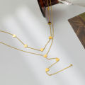 Double Layer Gold Color Heart Pendant Necklace For Women Girl Fashion Stainless Steel Choker Chain Neck Wedding Jewelry Gift. 