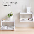 Wall Mounted WIFI Router Shelf Set-top Box Bracket Creative Storage Box Rack Double Floating Shelf,Modern Wall Mount Floating Shelf TV Console for Cable Boxes, Routers, Remotes. 