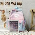 KPOP TWICE Gradient Color Backpack Travel Shoulder Bag Student Canvas Schoolbag.