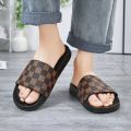 Quality And Durability-Stylish Black And Chocolate Color CHESS Slide Slipper Sandal For Men S30.