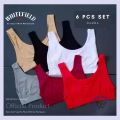 6 Pcs Set Women's Solid Non-Padded Sports Bra / Gym / Daily Use Comfort Semis Bra.