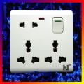 Electric 8 pin wall multi socket with Indicator 3 pin Double & 2 Pin With Switch.