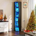 Furnisha Craft 6 Tier Corner Shelf with LED Light Modern Display Shelves Free Standing Shelving Unit with Storage for Bedroom, Living Room, Home Office, 72/12. 