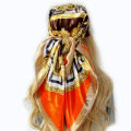 2023 Summer New Sunscreen Scarves Fashion Design Beach Headscarf Women Luxury 90X90CM Silk Hijab Popular Model For Square Shawls. 