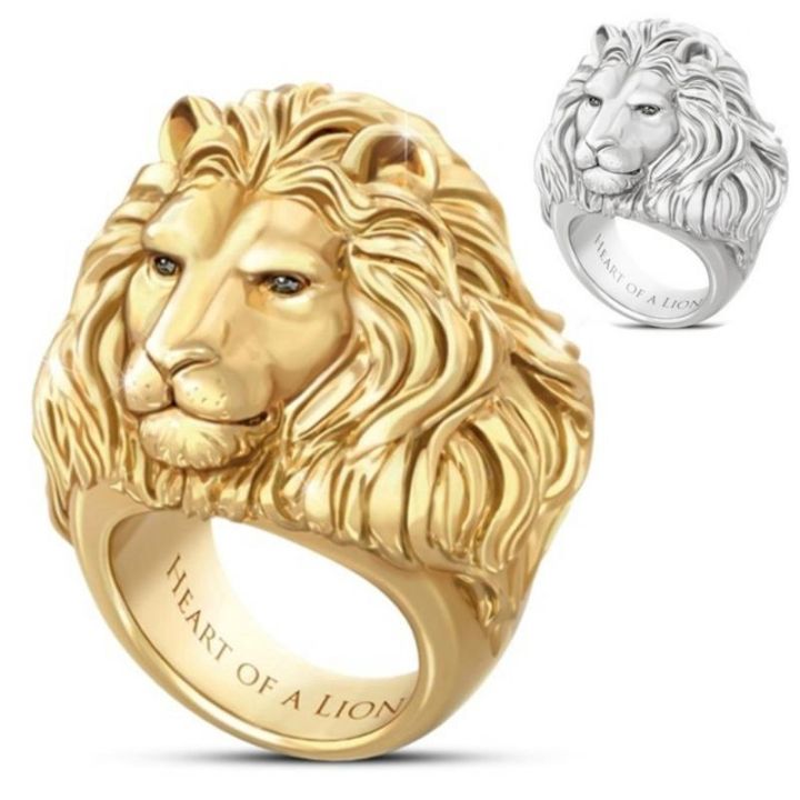 2020 new lion head ring animal pattern alloy ring men and women
