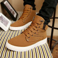 【selevn roind】 Autumn Winter Men Boots Big Size 38-47 Fashion Fur Lace-up Warm Leather Boots For Men High Top Snow Casual Shoes Men. 