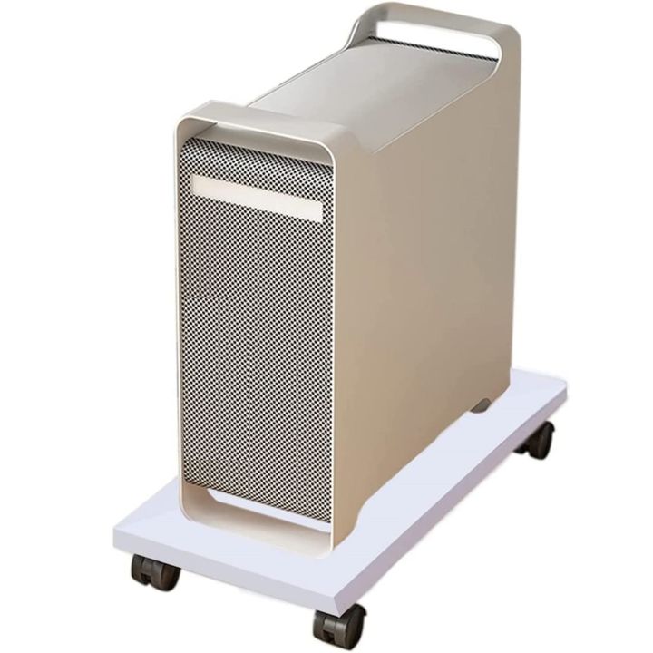 Heavy Duty Wooden CPU Trolley Computer Desktop Tower Stand with Locking Wheels,Multicolo