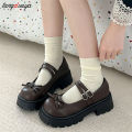 Women Thick Platform Mary Janes Lolita Shoes Party Pumps New Bowknot Buckle Small Leather Shoes Woman Vintage JK Uniform Shoes. 