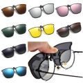 Wenefang Glasses driving lenses yellow clamshell unisex polarizer clip sunglasses men's photochromic sunglasses face blue night vision. 