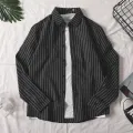 Spring and Summer Long Sleeves Striped Shirt Korean Style Loose Men's Shirt Trendy Teenagers Thin Student Couple Coat12. 