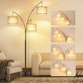 Floor Lamp, Dimmable Modern Black 3-light Arched High Floor Lamp, Bedroom, Office, Beige Lampshade, Floor Lamp. 