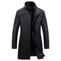 New Luxury Trench Leather Coat Mens Single breasted Business Casual Leather Jacket Male Black Long PU Coat Big Size 4XL.