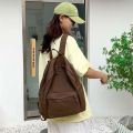 New American College ~ Drape Sense Old Backpack Korean Ins Solid Color School Bag Canvas Computer Bag Class Bag.