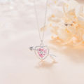 One Arrow Piercing Heart Pink Diamond Necklace Light Luxury Jewelry Girlfriend Birthday Gift. 