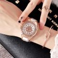 Mary Ceramic Personalized Fashion Trend Full Diamond Women's Watch New Rose Gold.