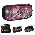 Fun Monster High Collage Pencil Case Anime Pencilcases Pen Holder for Student Big Capacity Bag Office Zipper Accessories. 