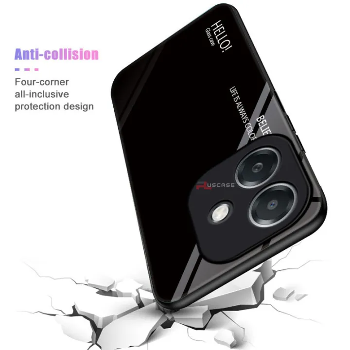 PlusCase%20for%20OPPO%20A3%20A3x%204G%205G%20Case%20Glass%20Hard%20Gradient%20Painted%20Shockproof%20Phone%20Back%20Cover%20-%20Image%202