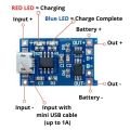 5V 1A Micro USB 18650 Lithium Battery Charging Board Charger Module+ Protection Dual Functions. 