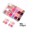 480pcs/Box Nails Press On Short Length Reusable Tips With Design Matte Square Long Sharp Full Kawaii False Tip Art Set. 