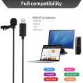 Universal USB Microphone Lavalier Microphone Clip-on Computer Mic Plug and Play Omnidirectional Mic. 