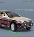 1:24 Mercedes Maybach S680 Diecast Alloy Car Luxurious Simulation Toy Vehicles Metal Car 6 Doors Open Model Car Sound Light Toys For Gift.