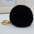 8cm Genuine Real Rex Rabbit Fur Ball Golden Color Keychain Cute Lapin Car Keyring Bag Pendant Pom Fluffy Key Chains.