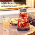 1pc 1.8 Litter Glass Pitcher With Lid, Easy Clean Heat Resistant Glass Water Carafe With Handle For Hot/Cold Beverages, Water, Cold Brew, Iced Tea & Juice, For Home Restaurant Hotel Office, Drinkware Accessories. 