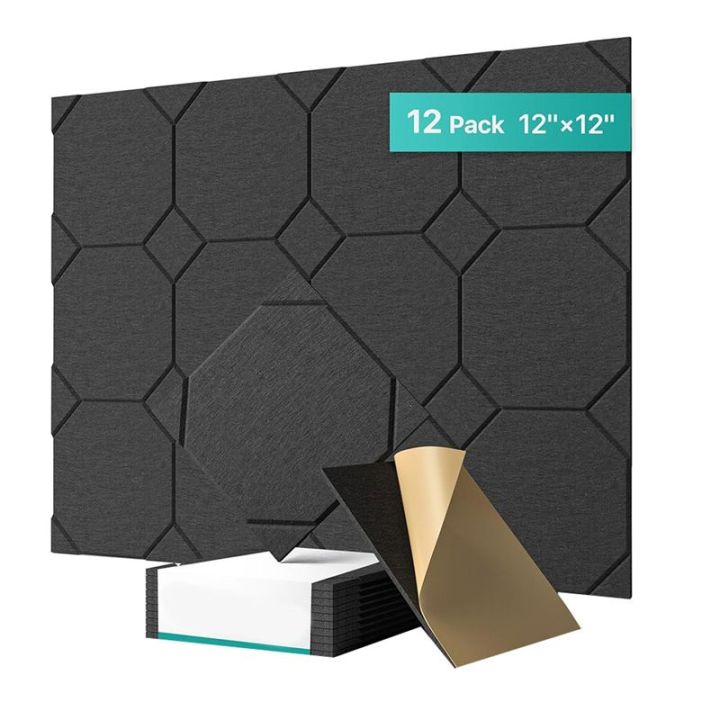 12 Pack Acoustic Panels Self-Adhesive, Soundproof Wall Panels, Sound ...