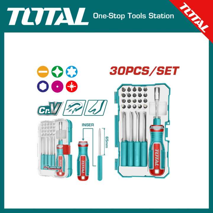 TOTAL TACSD30306 30 Pcs Interchangeable screwdriver and bits set