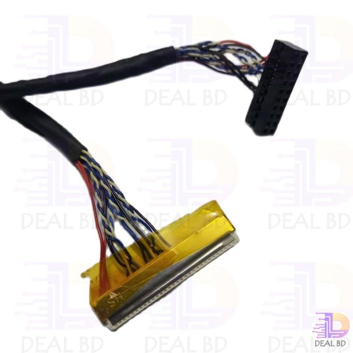 Universal FIX 30 Pin 1ch 6bit LVDS Connector Cables 26cm For LED LCD Display Panel Controller