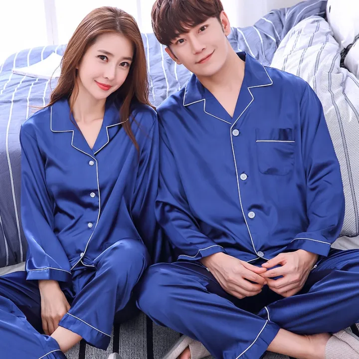 Satin%20Couple%20Pajama%20Set%20Long%20Sleeve%20Trousers%20Sleepwear%20for%20Men%20Ice%20Silk%20Pajamas%20Set%20Sleep%20Nightgown%20Casual%20Pajama%20Home%20Suit%20-%20Image%208