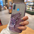 New Phone case Huawei P30 / P30 Lite / P30 Pro Shiny Plating Quicksand Drilling Butterfly Holder Phone Case Clear Silicone. 