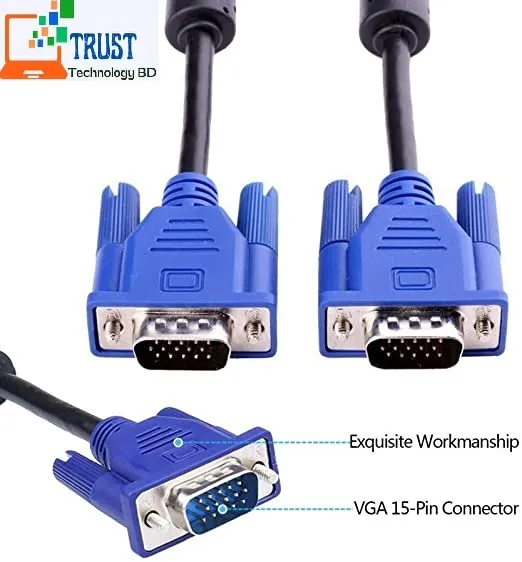 VGA Cable Male to Male Adapter 1080P 15 Pin Cord Wire for Computer