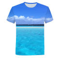 Fashion beach vacation casual style men women kids T shirts 3D printed ocean pattern breathable lightweight summer sports tops.