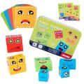 Wooden Expressions Matching Puzzles Face Changing Cubes Building Blocks Puzzle Game Family Board Game Toy With Box Educationa.