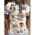 Men's Vintage Sailor 3D Print Polo Shirt Tattoo. 