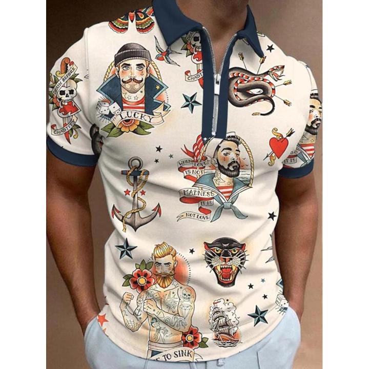 Men's Vintage Sailor 3D Print Polo Shirt Tattoo