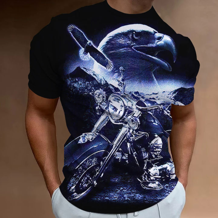 American%20Eagle%20Pattern%20Men'S%20Tees%203D%20Motorcycle%20Printing%20T-Shirt%20Short%20Sleeve%20Retro%20Top%20Summer%20Men's%20Clothing%20Oversized%20Blouse%20-%20Image%203