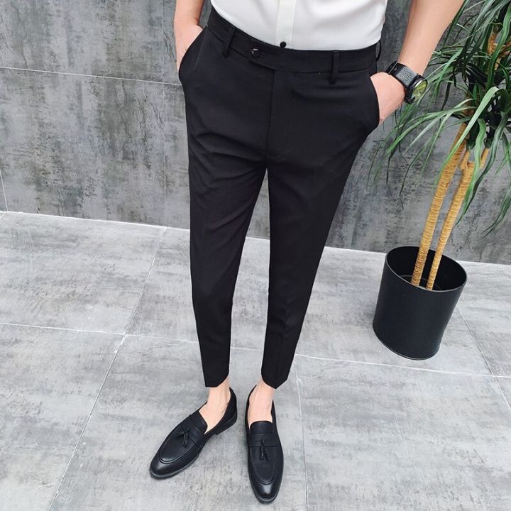 2022%20Korean%20Style%20Ankle%20Length%20Spring%20Summer%20Men%20Dress%20Pants%20Stretched%20ple%20Slim%20Fit%20Casual%20Office%20Trousers%20Formal%20Wear%20Hot%20-%20Image%207